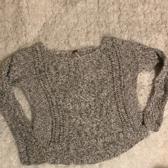 Free People Grey Cable Knit Sweater - Picture 4 of 6